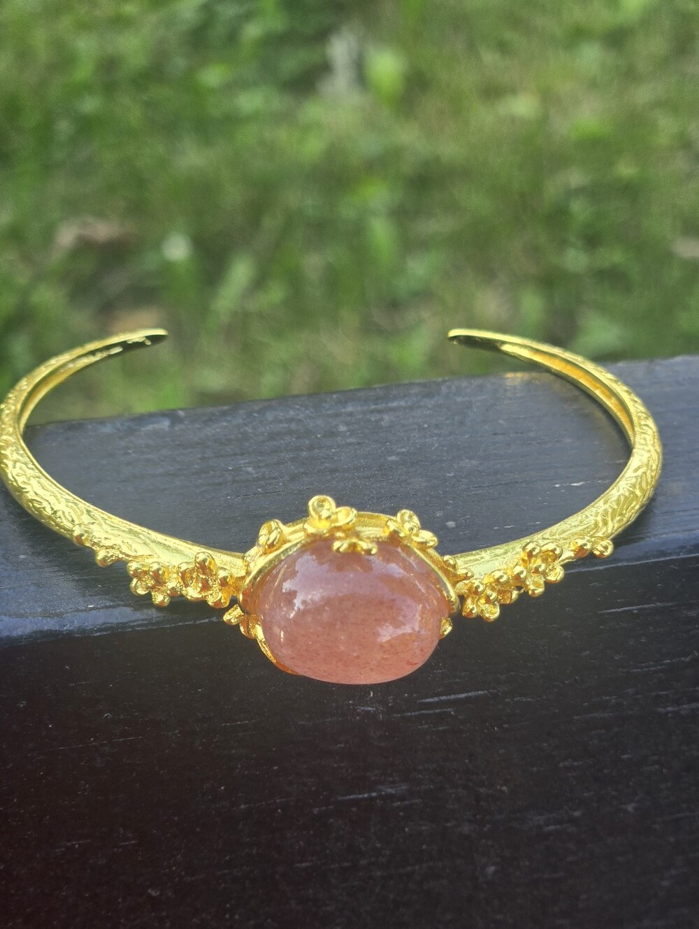 Peach Moonstone Bangle Cuff